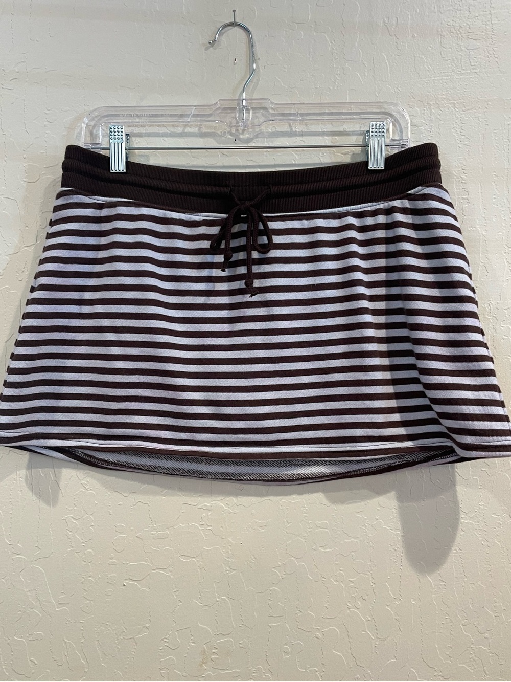 Wild Fable Brown White Striped Mini Skort Drawstring French Terry Y2K Sporty M